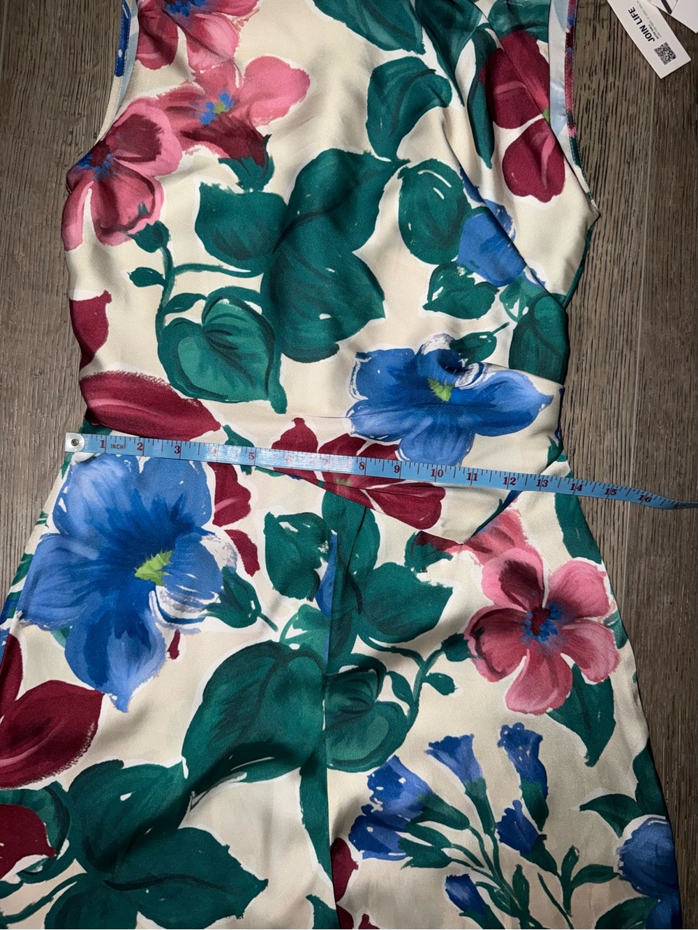 NWT Zara Cream Wide-Leg Jumpsuit with Blue, Pink & Green Floral Print - Picture 7 of 13